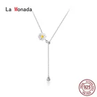Женское серебряное ожерелье-цепочка La Monada, подвеска в виде маргаритки, модное минималистичное Серебряное украшение 925 пробы на шею, женские ожерелья