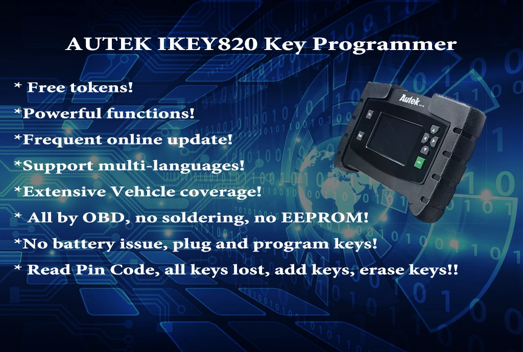 Autek IKEY820 Автомобильный ключ программист Авто OBD2 инструмент для GM/Grand Cheokee/Dodge Durango программное обеспечение активировано