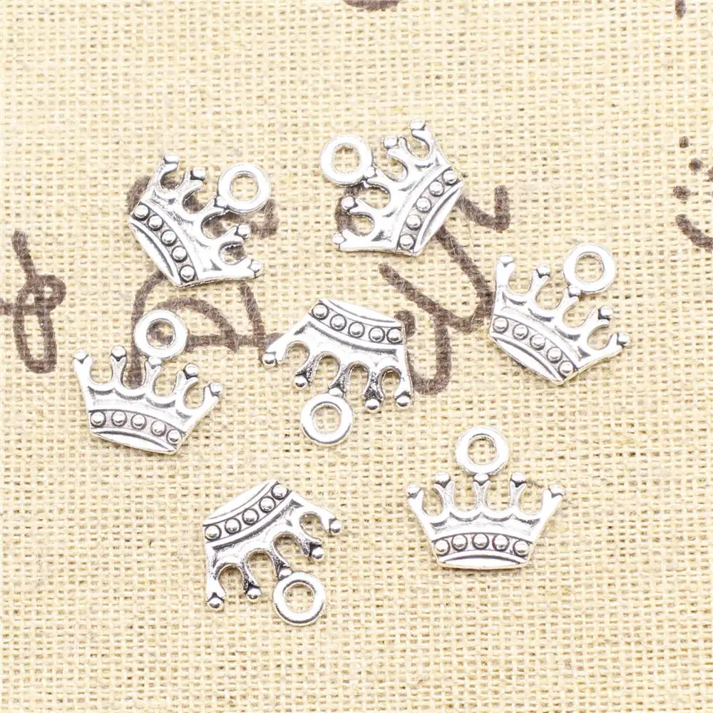 

Подвески в виде короны, аксессуары для искусственной кожи, античное серебро, 40 шт., 13x14 мм