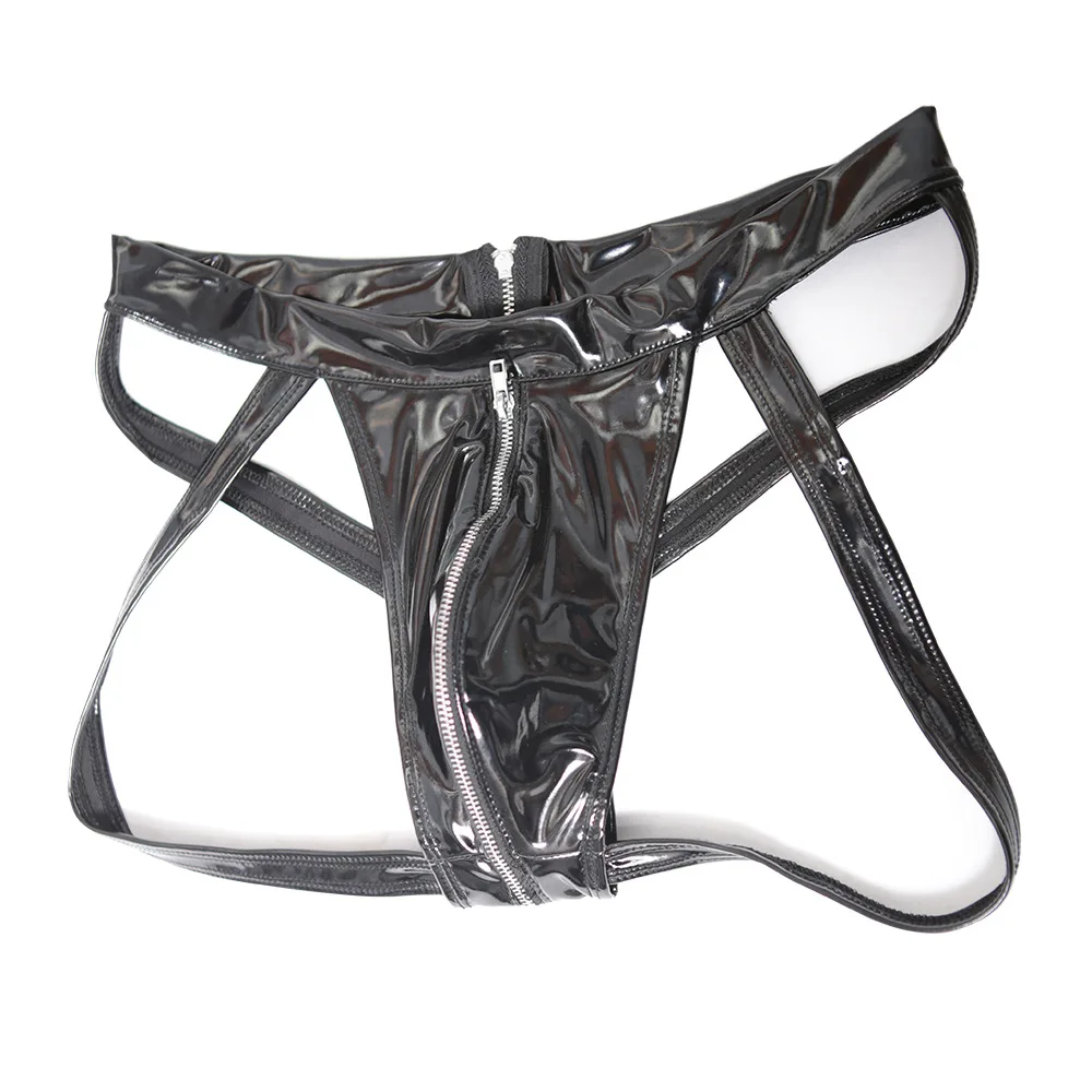 

Мужские Трусы-стринги на молнии, с открытой промежностью, из искусственной кожи