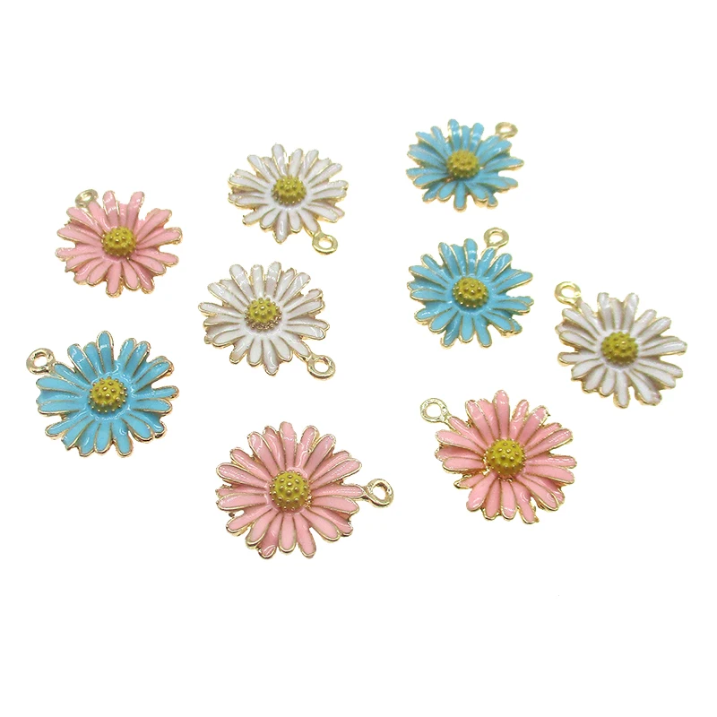 10pcs/lot chrysanthemum flower charm enamel charms for jewelry making and crafting fashion bracelet pendant XL665 - купить по