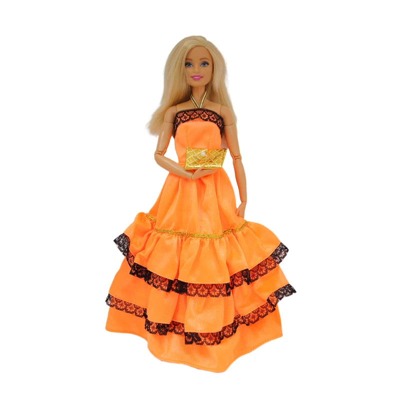 

Orange Layer Dress Outfit Suit Sets for Barbie BJD FR SD Doll Clothes Role Play Accessories Toys for Girl
