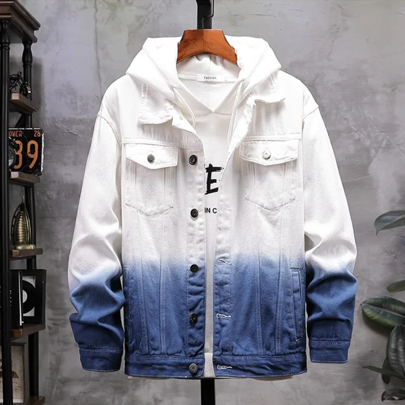 #7101 демисезонная ветровка Облегающая джинсовая куртка для мужчин короткая в