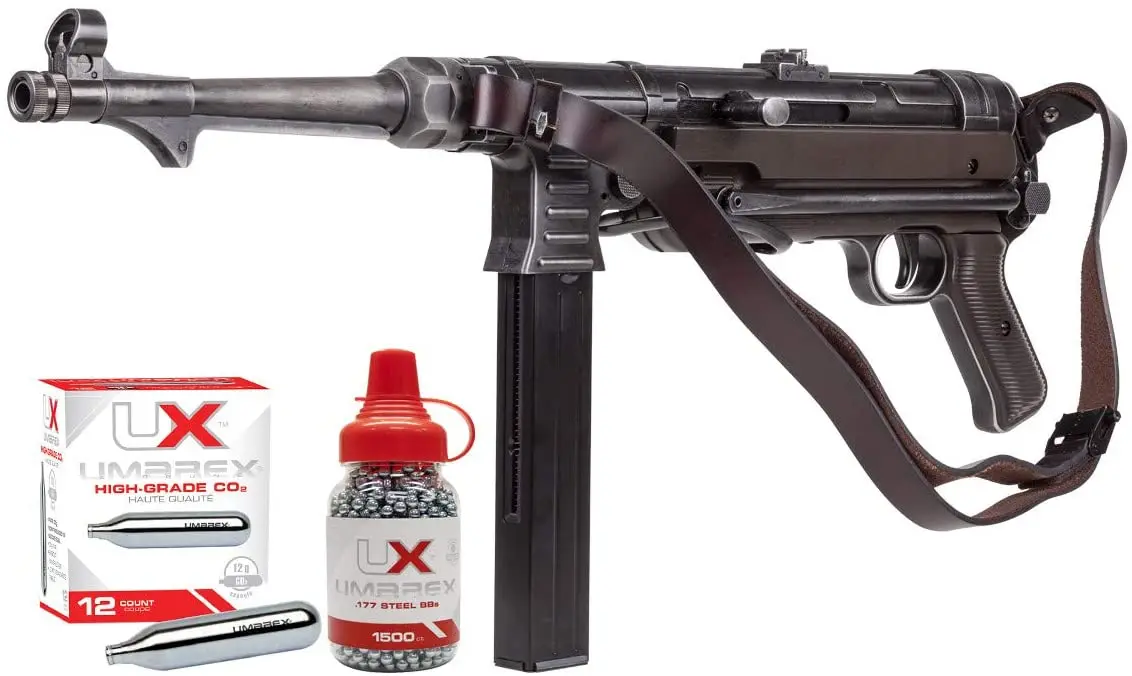 

Umarex Weathered Mp40 Full Auto Co2 Submachine Bb Gun Bundle with 1500 Bbs and 12 Co2 Cartridges Metal Tin Wall Plate Home Decor