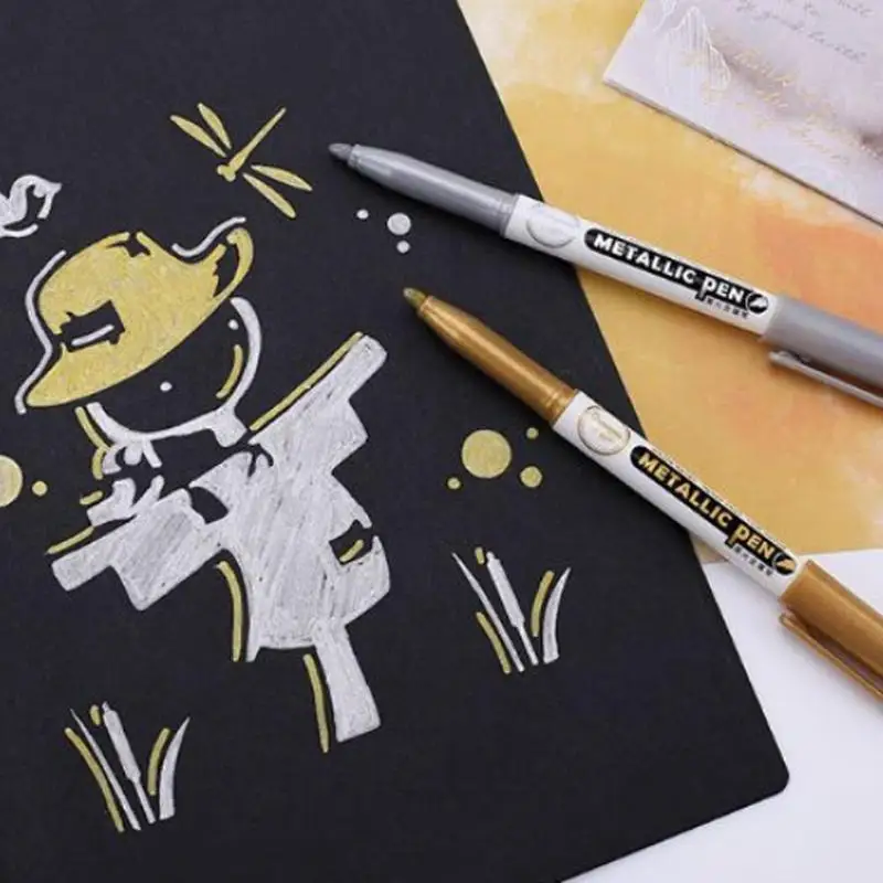 1 шт. металлическая ручка маркер золотистые и Серебристые художественные ручки