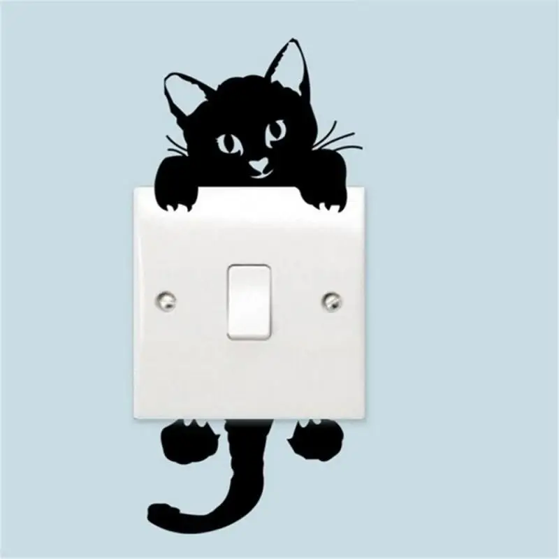

1pc Lovely Cat Switch Wall Stickers Kids Room Vinyl Decal Home Decor Animals Sticker Children Baby Bedroom Decoration