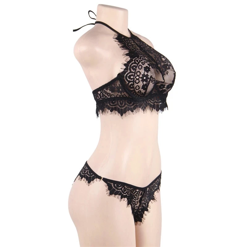 

Akbsun Ladies Fashion Sexy Lingerie Sexy Lingerie Wild Eyelashes Lace Women's Perspective Three-Point Temptation Suit Pajamas