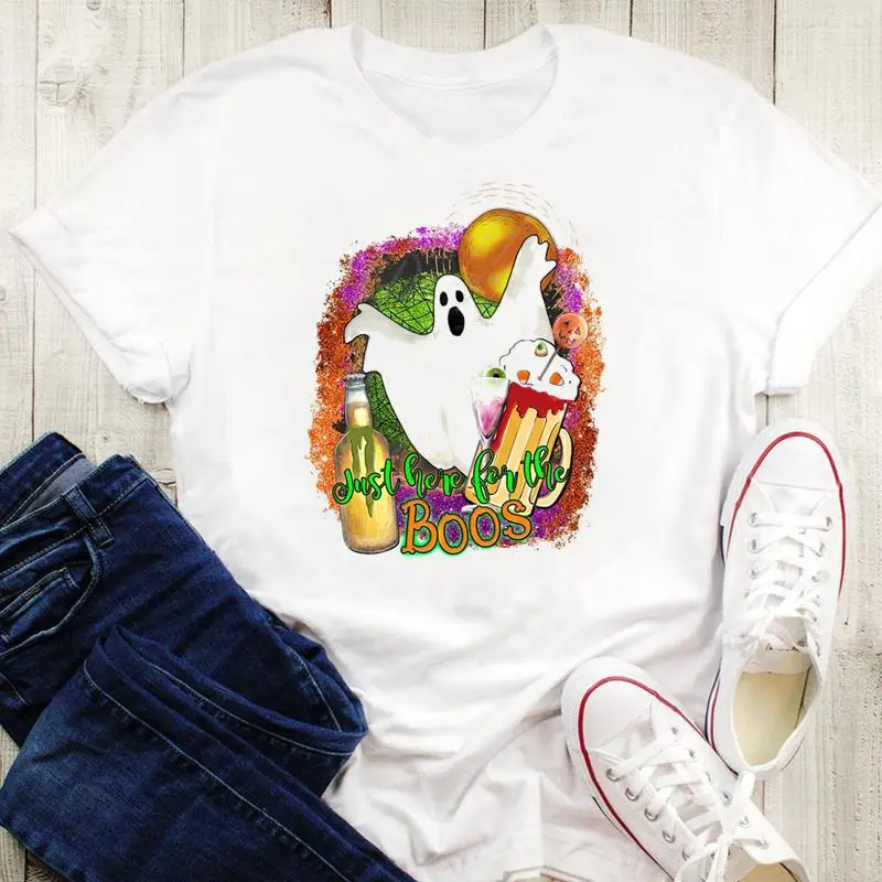 

Women Happy Witch 90s Trend Style New Halloween Thanksgiving Graphic Print Female T-Shirt Cartoon Tops Tshirt Fall Autumn Tees