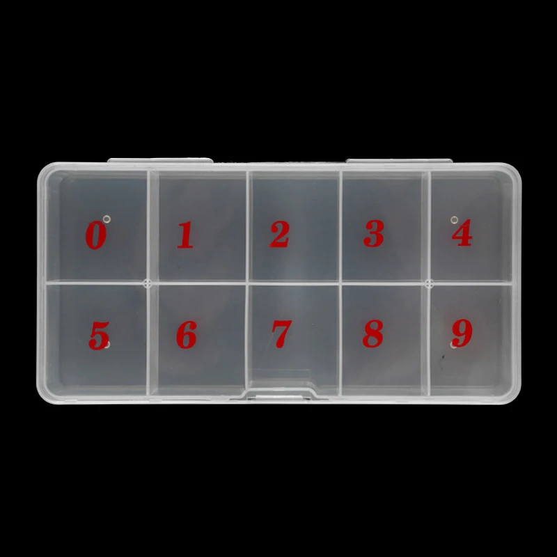 Translucent False Nail Numbers Manicure Tool Clear Natural Storage Case Nail Box Empty Storage 10 Grids Nail Art Box Storage