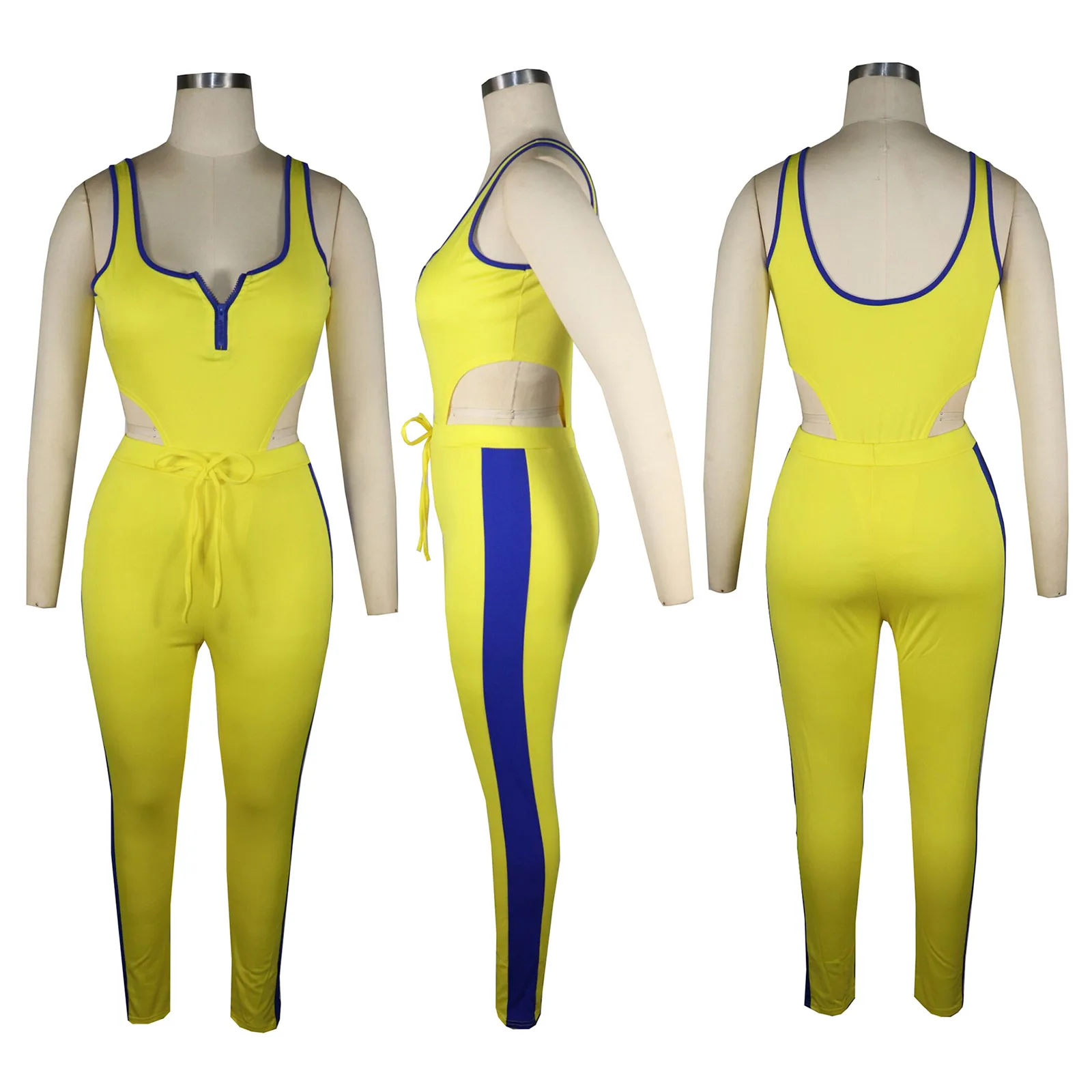

Sexy Bodycon Women 2PCS Outfits Set Tank Bodysuit+Pants Suit Female Tracksuit Women Two Piece Streetwear Sets