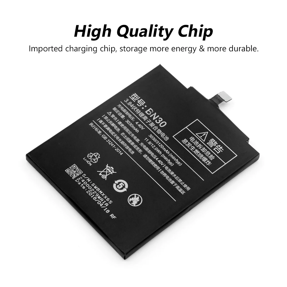 

Replacement Li-ion Lithium Battery BN30 For Xiaomi Redmi 4A 3.84V 3120mAh Mobile Phone Replacement Cell Free Shipping