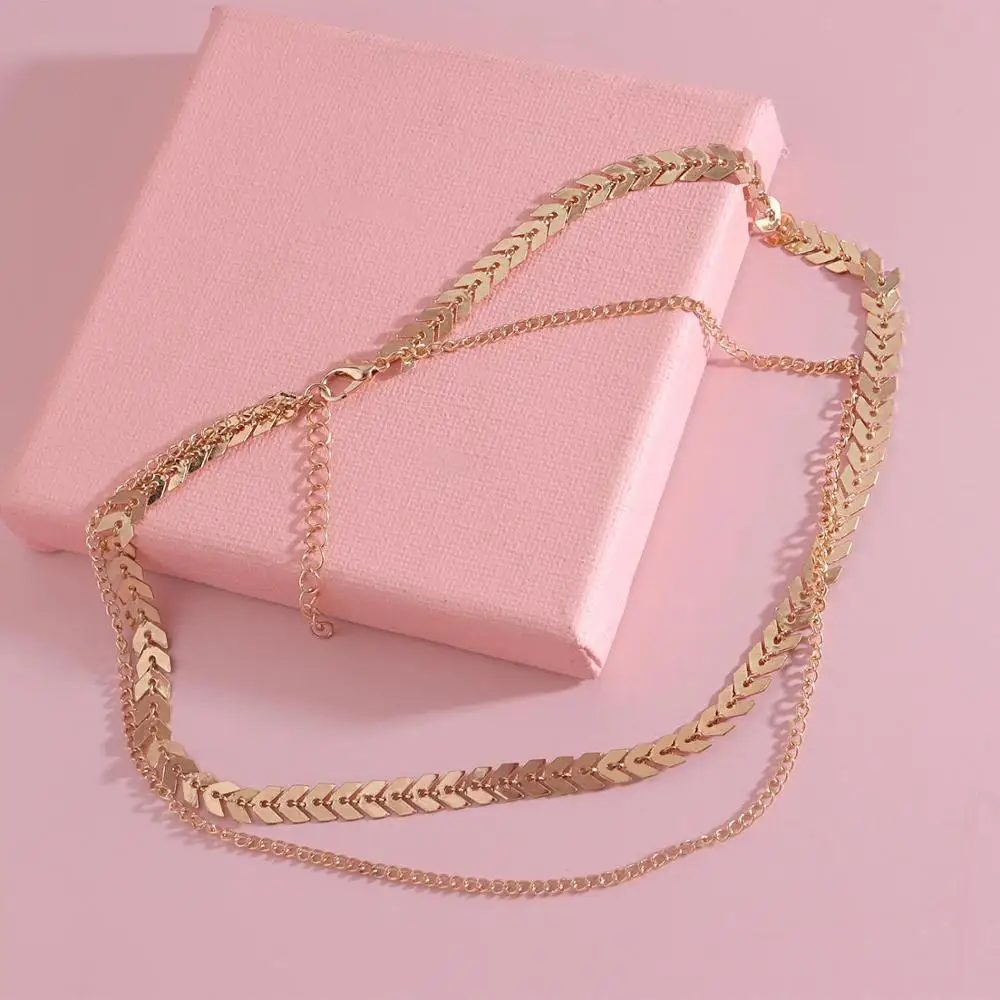 

Fashion Airplane Necklace Women Choker Gold Chain Necklace Multilayer Neck Jewelry