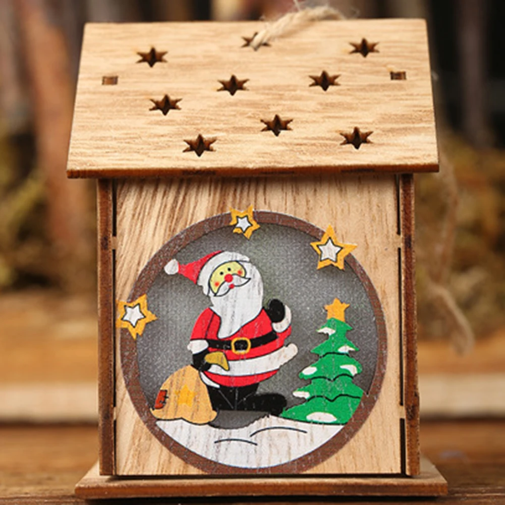 Attractive Christmas Snowman Santa LED Luminous Wood House Hanging Wedding Party Xmas Tree Decoration Exquisite workmanship | Дом и сад