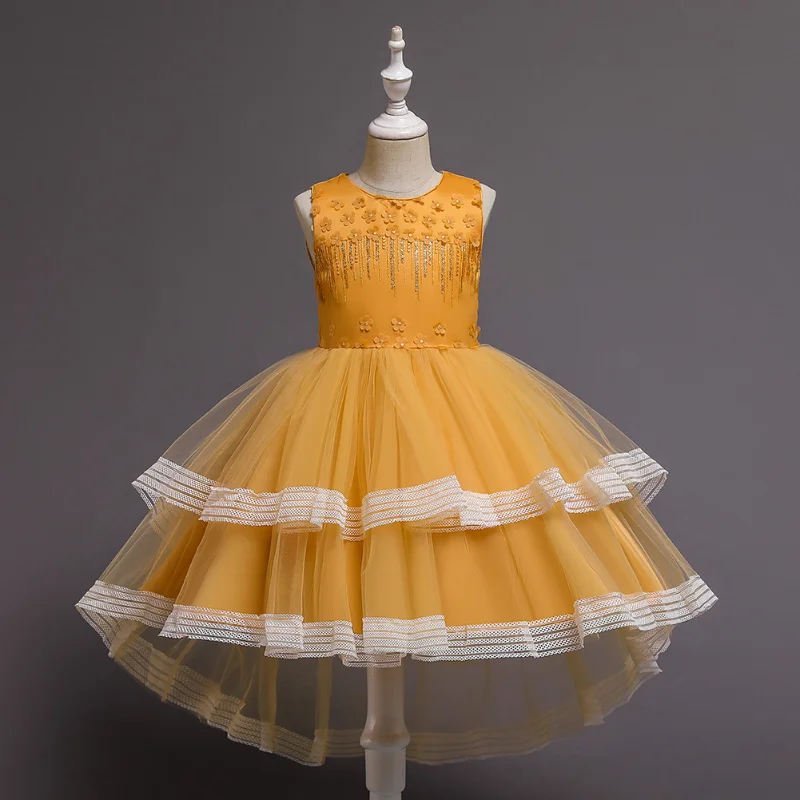 Новое платье для девочек с цветами детское принцессы кружевная юбка-пачка со