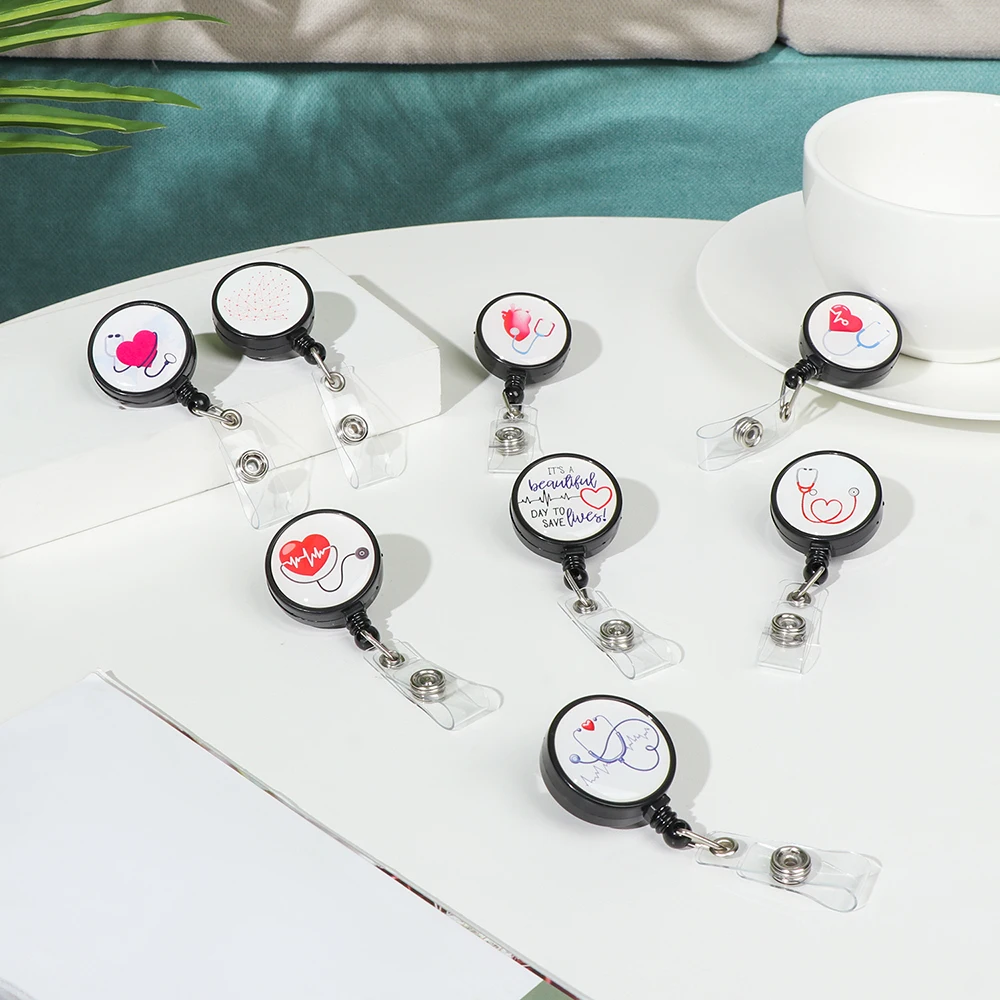 Pattern Buckles &amp Hooks Retractable Swivel Clamp Badge Clip ID Reels Certificates Holder Nursing Reel | Дом и сад