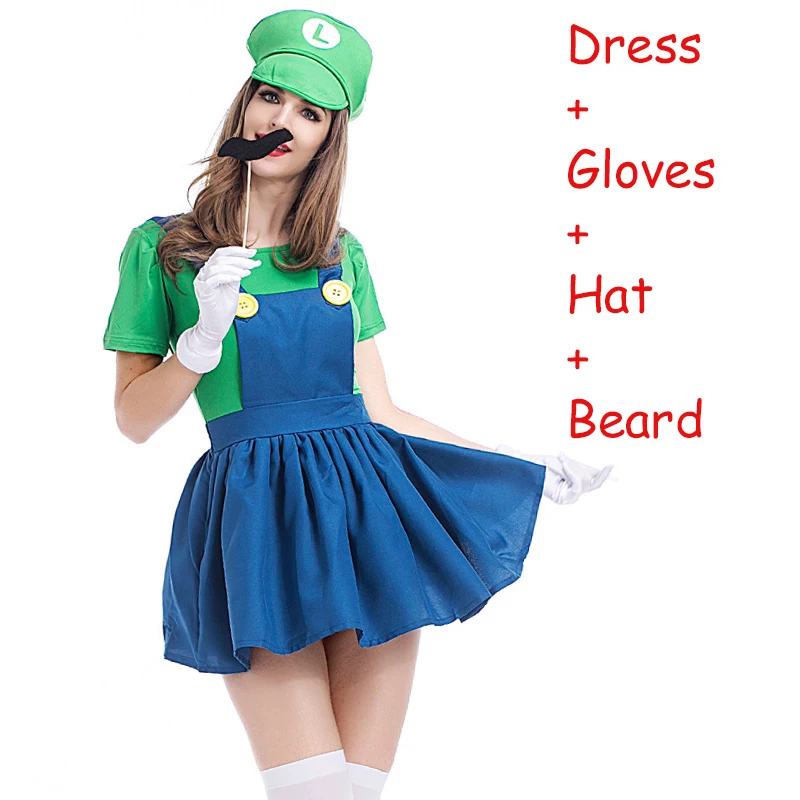 Style 3 Super Mario Bros Luigi, шляпа сантехника, костюм с бородой, маскарадный костюм Марио, маскарадный костюм на Хэллоуин, нарядное платье для родителей и детей, взрослых, детей, женщин - Цвет: Style 3
