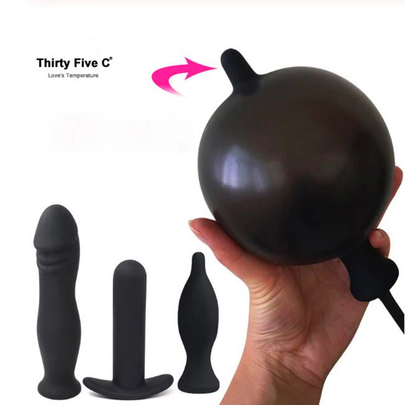 Надувной силиконовый фаллоимитатор расширяемый надувной анальный массажер