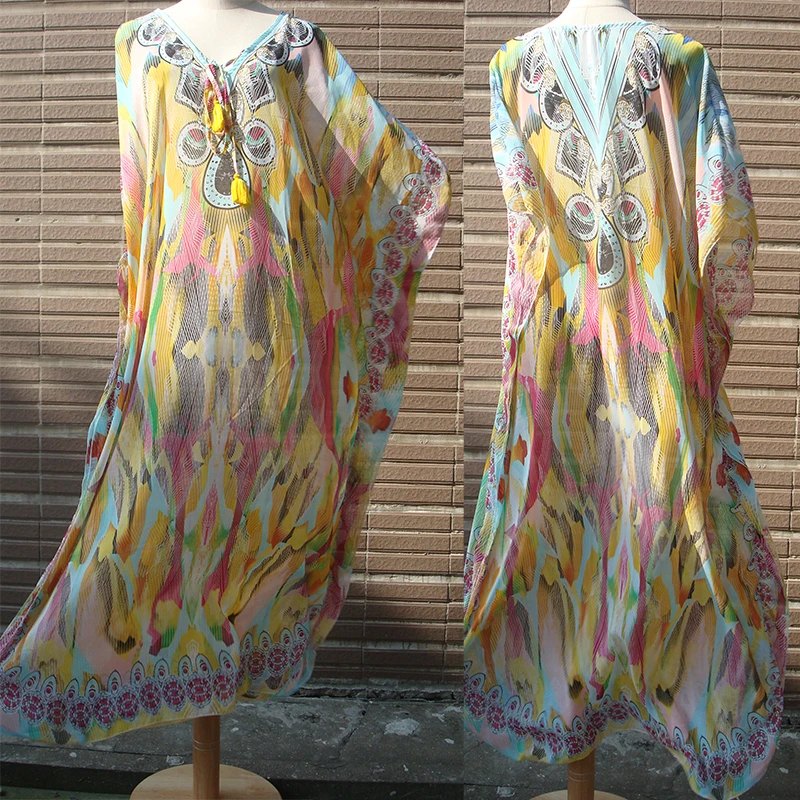 

Dress Vestidos Beach Cover Bikini Chiffon Plus Size Up Summer Beachwear Bathing Suit Swim Fits True To Take Your Normal Print