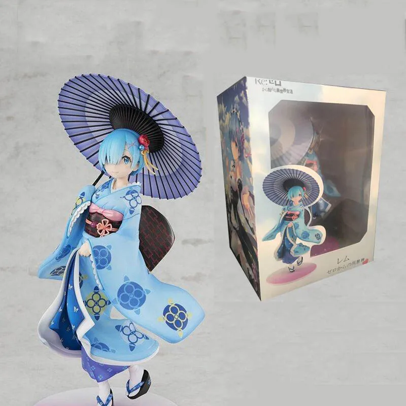 

Japanese Anime 22Cm Rem Kimono Umbrella Cute Model Another World From Scratch Collectibles Ornaments Anime Figure Peripheral