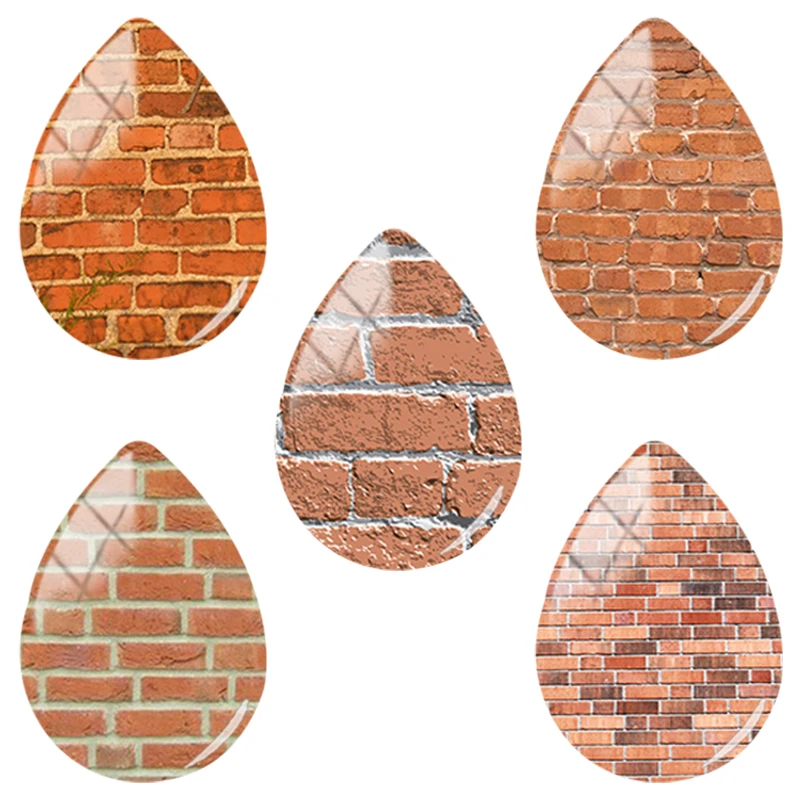 

TAFREE винтажный кирпичный текстурированный узор 18x25 мм Ручная работа в форме капли стеклянный кабошон купол с плоской спинкой ювелирные изде...