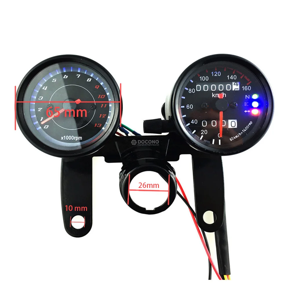 Универсальный двойной мотоциклетный спидометр тахометр с кронштейном