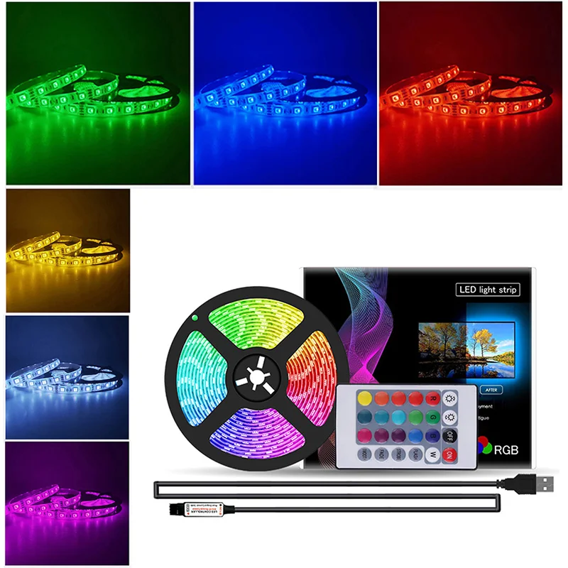 RGB светодиодный светильник SMD 5050 30 светодиодов/м Водонепроницаемая 24 клавишная