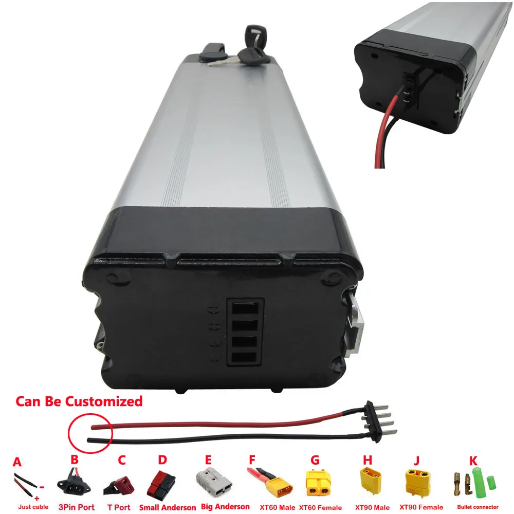 

1000W 36V 20AH Silver Fish Ebike Bateria 36 V 500W Lithium Electric Bike Bicycle battery Pack 18650 Cell with 42V 2A Charger