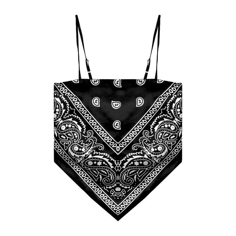 

SHUJIN Womens Y2k Satin Sexy Crop Tops Print Sexy Backless Camisole Bandana Tank Tops 2021 Summer Lady Sling Strap Club Vest