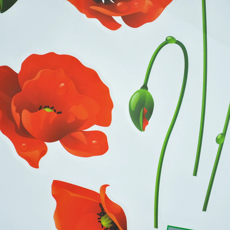 Элегантная женская Наклейка на стену в виде кукурузного мака ПВХ