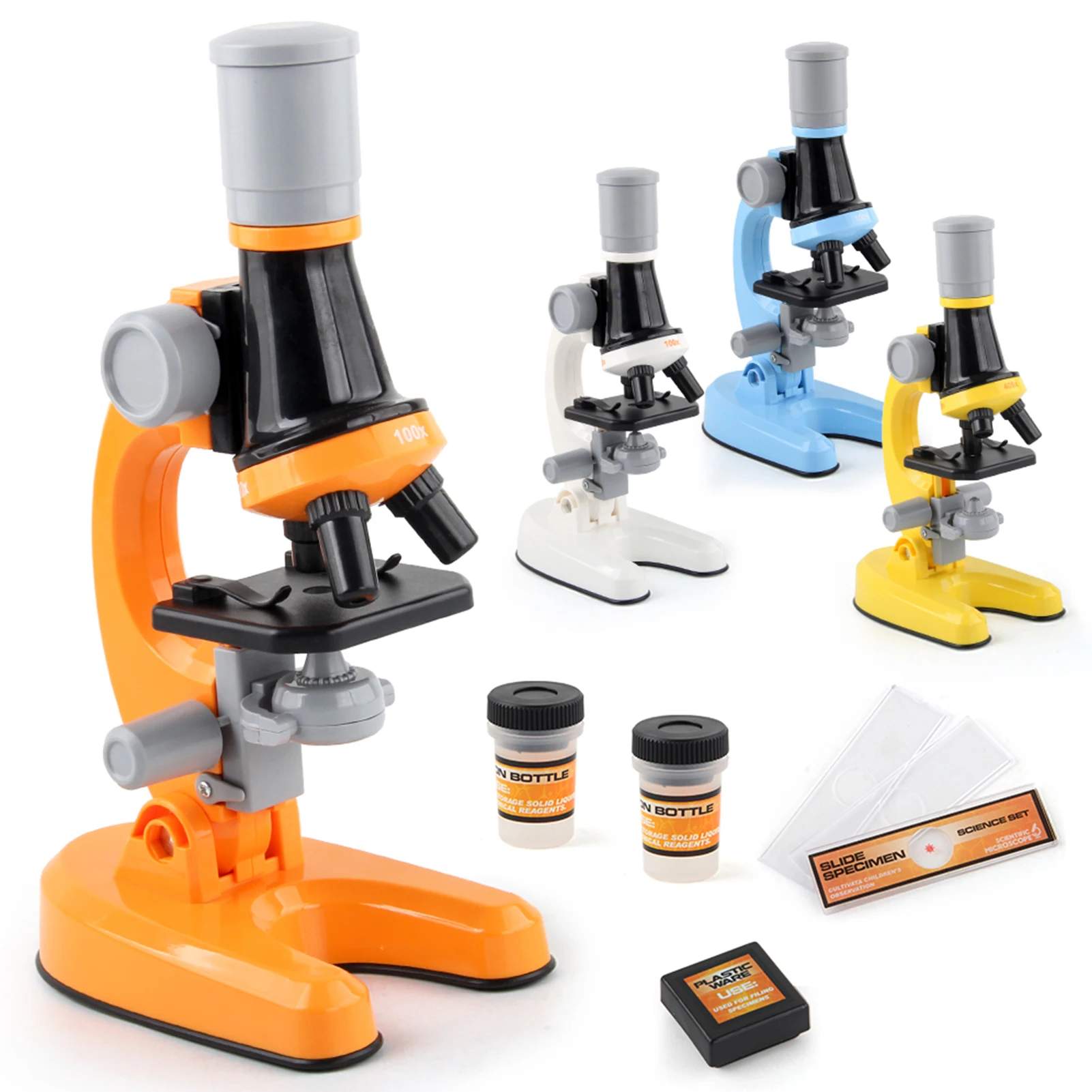 

Детский Биологический микроскоп, 100X 400X 1200X, школьная и научная обучающая игрушка, подарок для детей, светодиодный комплект, лабораторный домашний микроскоп