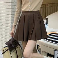 pleated mini skirts women solid basic folds 2022 spring new fashion faldas cortas mujer casual high wasit a line slim jupe femme