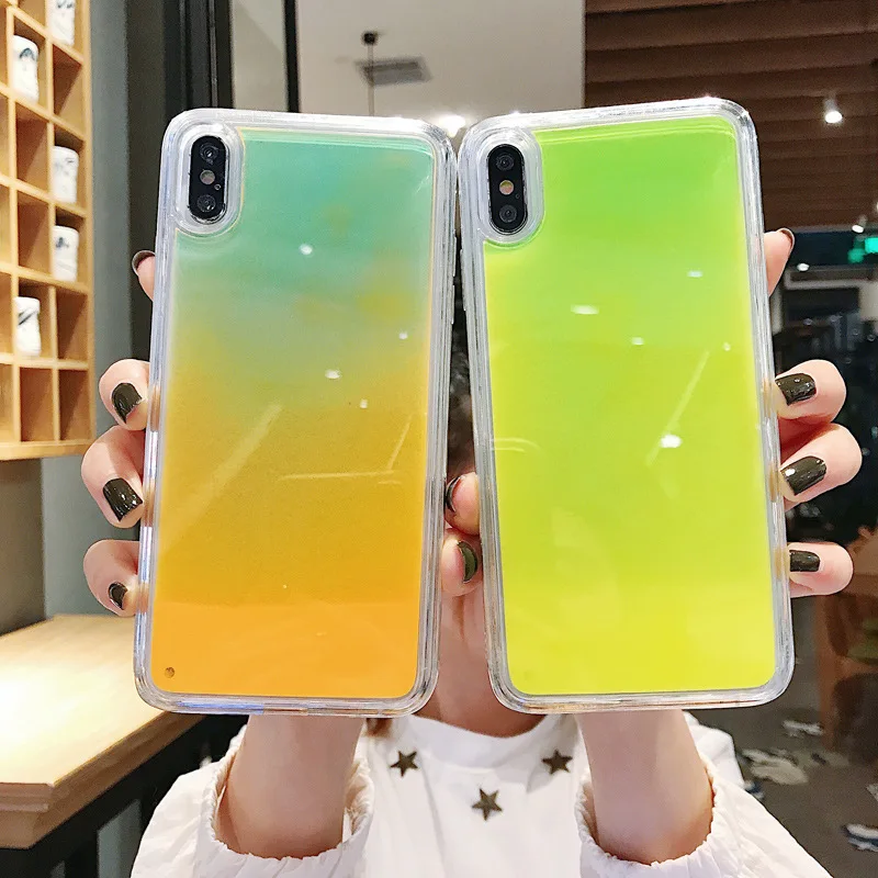 Светящийся неоновый песок однотонный чехол для Iphone 12 12Pro 11 11Pro X XS XR Max 6 6S 7 8 Plus с