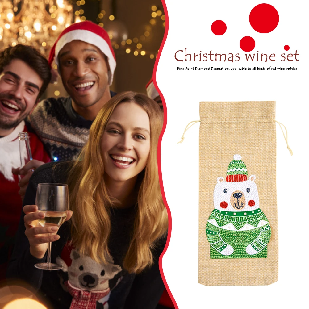 Art Ornament Gifts Table Decor Christmas Wine Bottle Covers DIY Diamond Painting Mosaic Kit Rhinestone Champagne Bags | Дом и сад