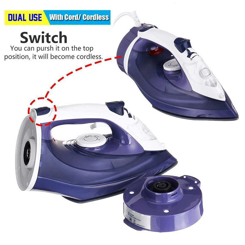 

Cordless Wireless Charging Portable Steam Iron 5 Speed Adjust Clothes Ironing Steamer Portable Ceramic Soleplate