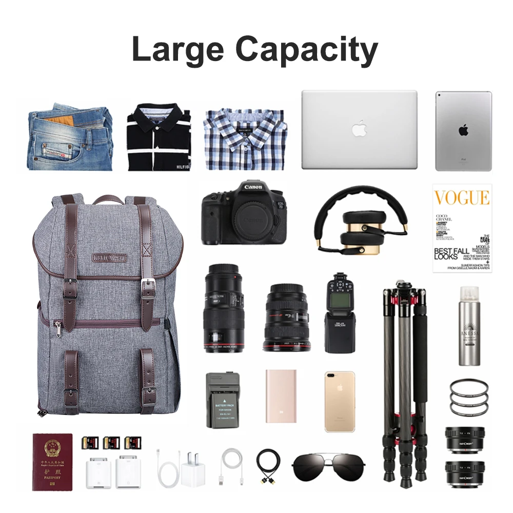kf concept multi functional camera backpack video photo digital travel bag waterproof shockproof bags dslr camera bag free global shipping