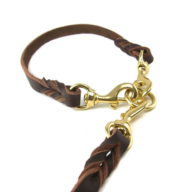 Съемный двойной поводок из натуральной кожи Премиум Многофункциональный для