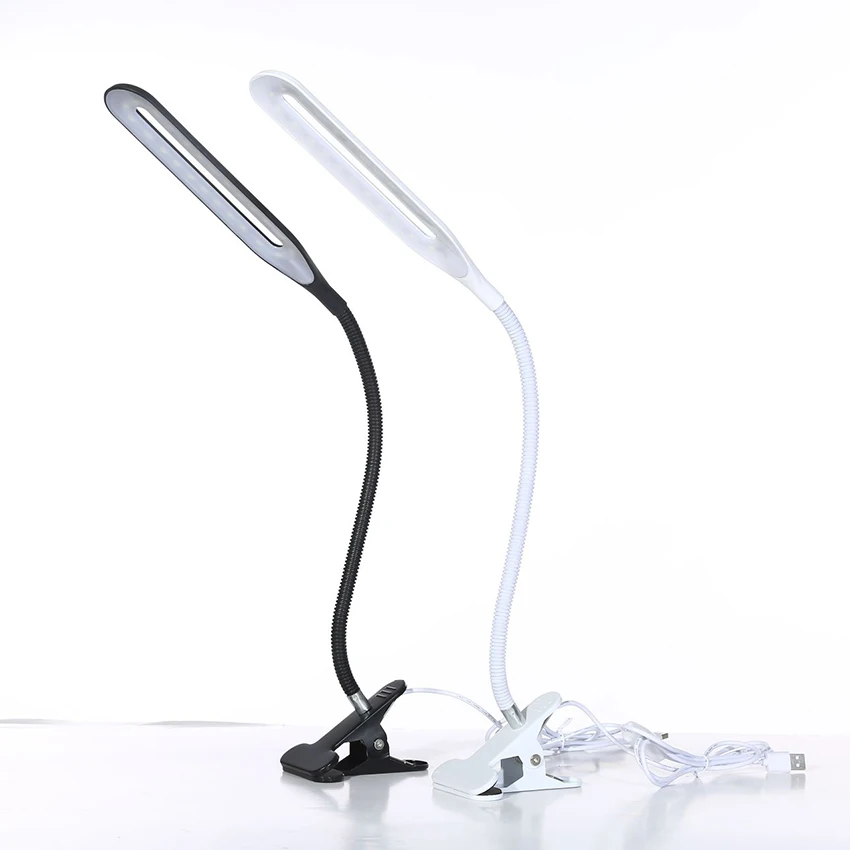 

LED Desk Lamp, USB Eye-Caring Flexible Arm Desk Lamp with Clamp, Dimmable Clamp Desk Light for Home Office, Black, White