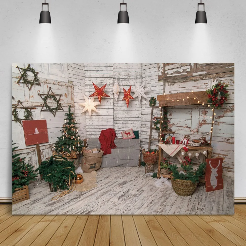 

Gray Wood Backgrounds For Photography Christmas Star Simple Party Decor Tree Gift Booth Child Photozone Photo Backdrop Photocall