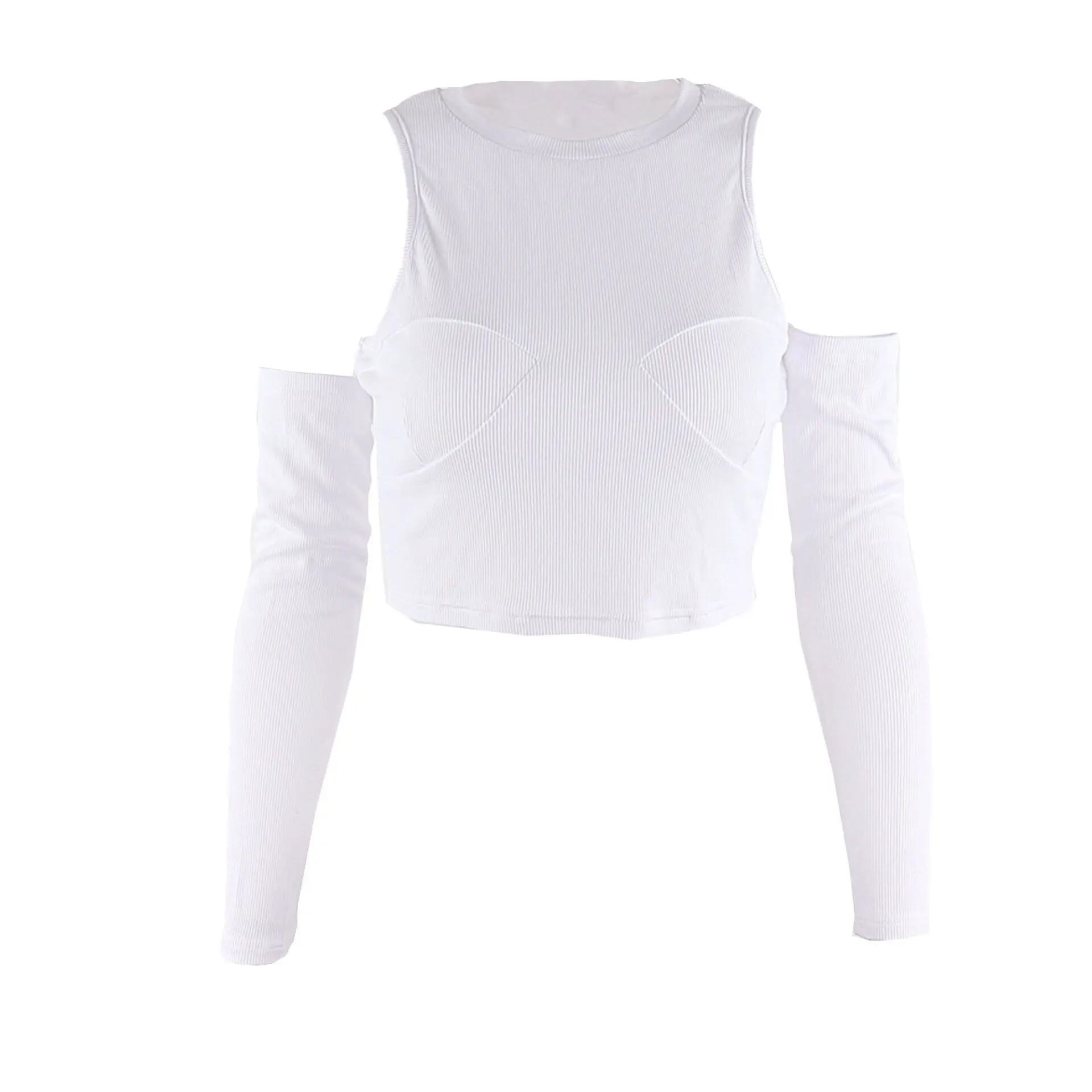 

Off-Shoulder Ruched Solid Color Long Sleeve Women Top Sexy Bodycon O Neck Short Tank Top Fashion Streetwear Female Tops