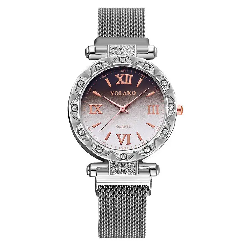 Кварцевые часы для женщин модные роскошные розовое золото Алмаз Звездное небо