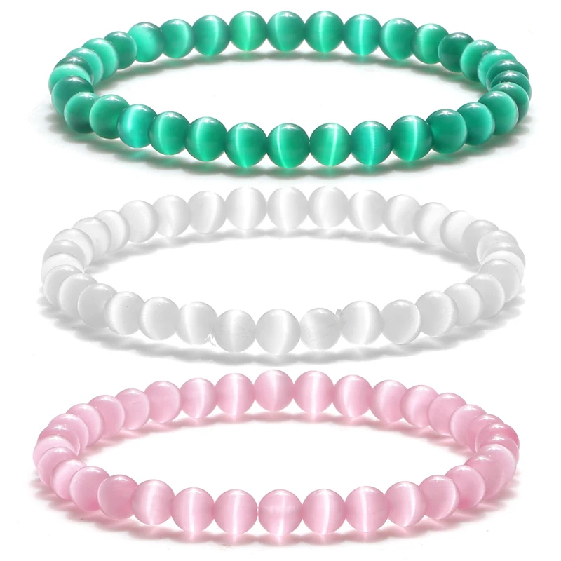 

Браслет с бусинами из натурального круглого агата, 6 мм, кошачий глаз