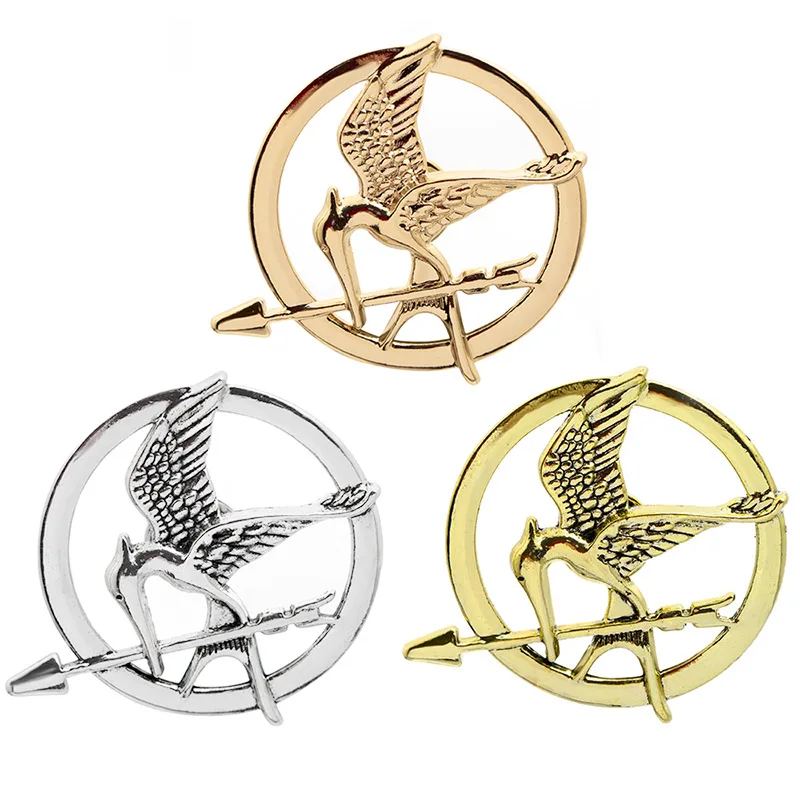 

5Pcs/Lot Hunger Games Mockingjay Brooches Alloy Pins Funny Birds Label Badges For Women's Girls Children Movie Fashion Jewelry