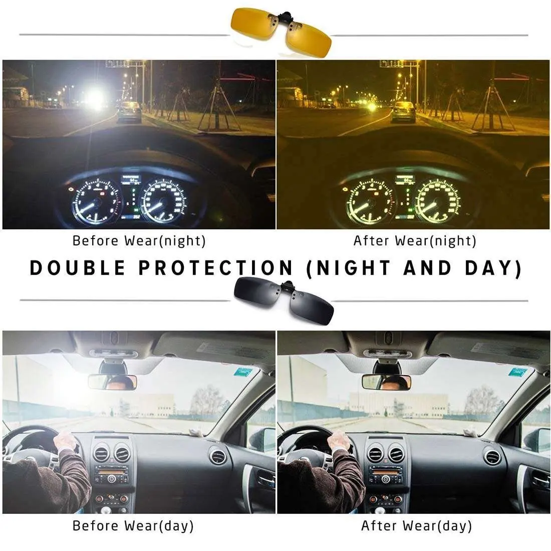 Солнцезащитные очки с клипсой поляризованные для вождения дневное ночное