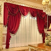 european style velvet red curtains valance curtains for living room bedroom marriage room bay window curtains valance custom