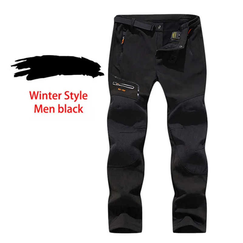 2019 black Luţu флисовые штаны для активного отдыха мужчин осень Softshell Штаны Открытый Брюки женские водонепроницаемые thremal горных походов лыжные брюки - Цвет: 2019 black