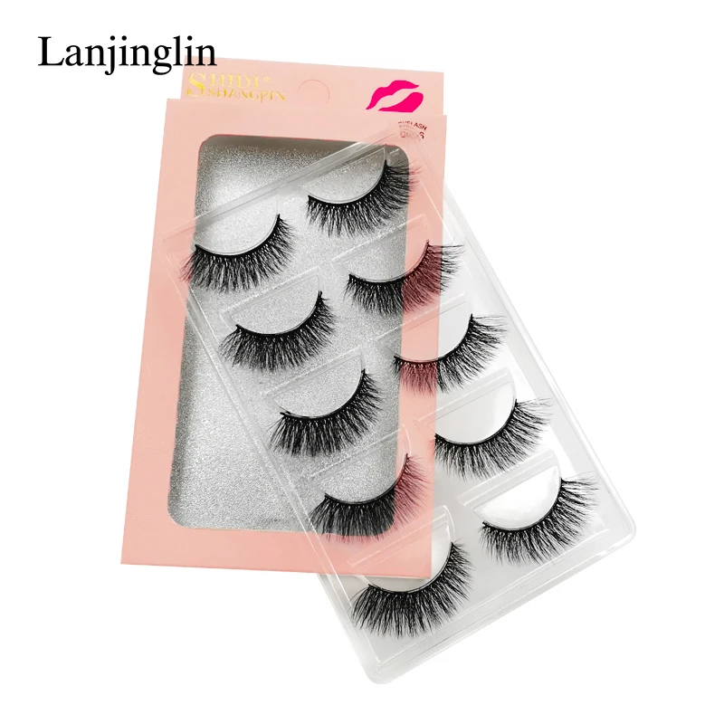 LANJINGLIN, 4/5 пар, норковые ресницы, натуральные, длинные, 3d, норковые накладные ресницы для наращивания, пушистые, без грубости, макияж, накладные ресницы