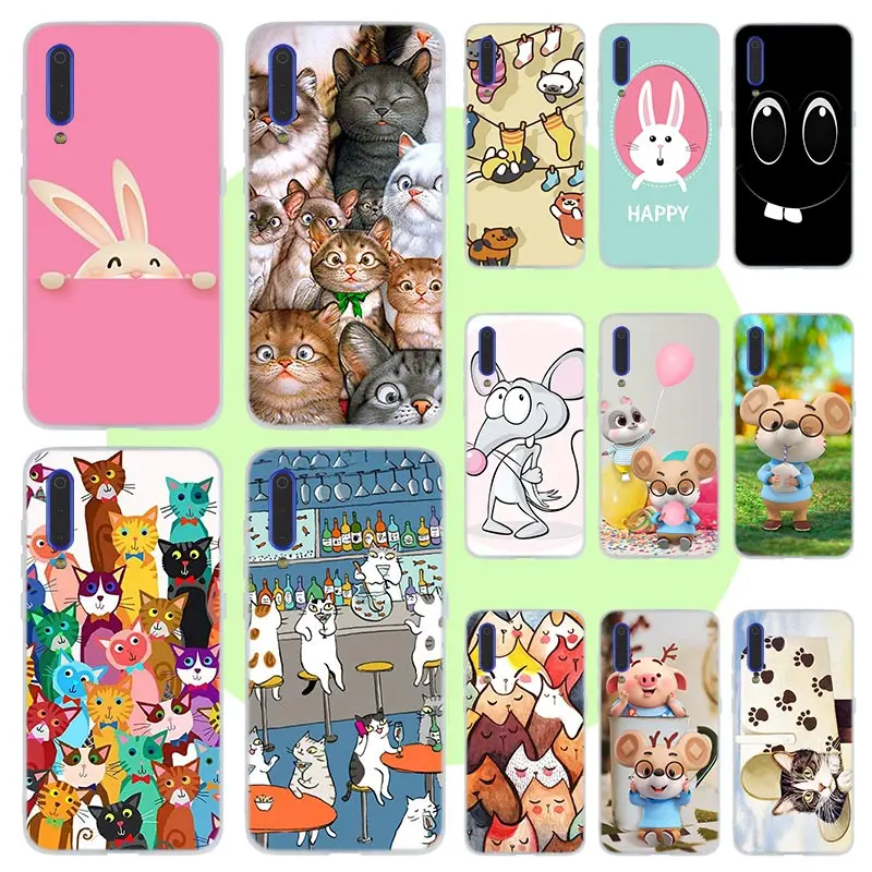 

Cartoon Cat Cute Mouse Cats Rbbit Soft Silicone Case For Xiaomi Mi 12 11 Ultra 10 9 8 SE 6X A3 POCO X3 Pro A2 Lite cc9 Pro cc9e