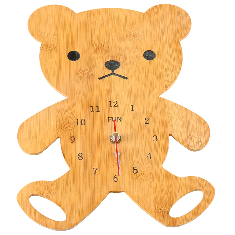

creative panda animal shape children wood craft clock bamboo decorative wall clock