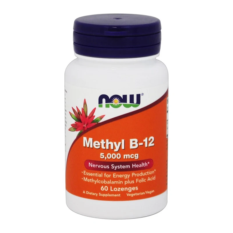 

Free Shipping Methyl B-12 5,000 mcg Nervous System Health Important Methylcobalamin and Folic Acid 60 Lozenges