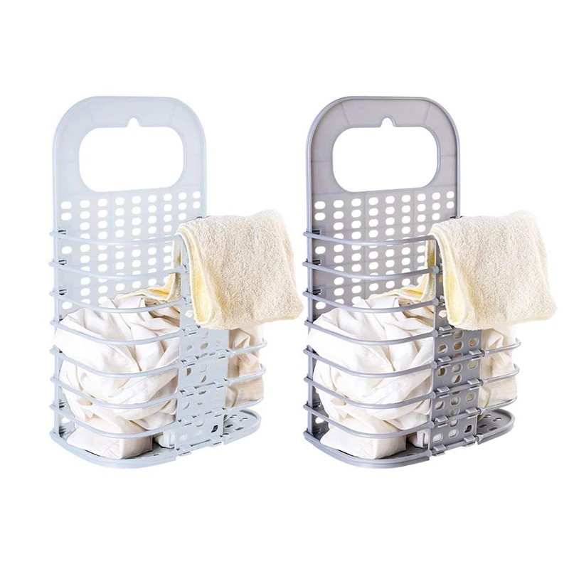

2 Packs Hanging Laundry Baskets, Folding Laundry Hampers, Storage Basket Saving Space with Handle for Organizing Home, Clothes,